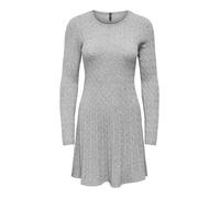 Strickkleid ONLY "ONLIBI LS O-NECK CABLE DRESS CC KNT", Damen, Gr. XL, N-Gr, grau (light grau melange), Strick, Obermaterial: 50% Viskose, 27% Nylon, 23% Polyester, unifarben, regular fit kurz, Rundha