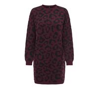 Strickkleid ONLY "ONLJADE PATTERN LS O-NECK DRESS RP KNT", Damen, Gr. XL, N-Gr, port royale pattern:leo, schwarz, Strick, Obermaterial: 75% Polyacryl, 25% Polyester, gemustert, regular fit kniefrei, R