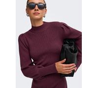 Strickkleid ONLY "ONLKATIA L/S DRESS KNT NOOS", Damen, Gr. S, N-Gr, rot (fig), Strick, Obermaterial: 50% Viskose, 27% Nylon, 23% Polyester, unifarben, regular fit ca. Mitte Oberschenkel, hoch geschlos