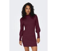 Strickkleid ONLY "ONLKATIA L/S DRESS KNT NOOS", Damen, Gr. XS, N-Gr, rot (fig), Strick, Obermaterial: 50% Viskose, 27% Nylon, 23% Polyester, unifarben, regular fit ca. Mitte Oberschenkel, hoch geschlo