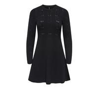 Strickkleid ONLY "ONLKATIA LIFE LS O-NECK CABL DRES EX KNT", Damen, Gr. L, N-Gr, schwarz, Strick, Obermaterial: 50% Viskose, 27% Nylon, 23% Polyester, unifarben, regular fit Midi, Rundhals, Kleider St