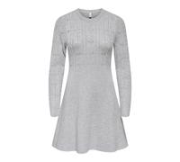 Strickkleid ONLY "ONLKATIA LIFE LS O-NECK CABL DRES EX KNT", Damen, Gr. XS, N-Gr, light grau melange, Strick, Obermaterial: 50% Viskose, 27% Nylon, 23% Polyester, unifarben, regular fit Midi, Rundhals
