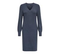 Strickkleid ONLY "ONLKATIA LS V-NECK DRESS NCA KNT", Damen, Gr. XL, N-Gr, blau (ombre blau detail:with melange), Strick, Obermaterial: 50% Viskose, 27% Nylon, 23% Polyester, meliert, normal kniebedeck