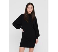 Strickkleid ONLY "ONLLABELLE LIFE L/S DRESS KNT NOOS", Damen, Gr. XL (42), N-Gr, schwarz, Feinstrick, Obermaterial: 50% Viskose, 30% Polyester, 20% Polyamid, unifarben, A-Linie kniefrei, hoch geschlos