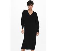 Strickkleid ONLY "ONLNEW TESSA L/S MIDI V DRESS", Damen, Gr. M, N-Gr, schwarz, Strick, Obermaterial: 100% Polyacryl, unifarben, ca. Mitte Wade, V-Ausschnitt, Kleider Strickkleid, mit tiefem V-Ausschni