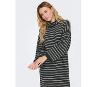 Strickkleid ONLY "ONLTALIO LS STRIPE ROLLNECK DRESS BF KNT", Damen, Gr. XS (34), N-Gr, grau (dunkelgrau melange stripes:lgm), Strick, Obermaterial: 75% Polyacryl, 22% Polyester, 3% Elasthan, gestreift