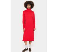Strickkleid SAINT TROPEZ "MilaSZ Roll Neck Long Dress", Damen, Gr. XS (34), N-Gr, rot (racing rot), Feinstrick, Obermaterial: 80% Viskose, 20% Polyacryl, unifarben, lang, Kleider Strickkleid, Viskosem