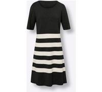 Strickkleid schwarz-ecru-geringelt 42