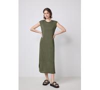 Strickkleid STREET ONE STUDIO, Damen, Gr. 38, EURO-Größen, grün (peridot grün), Stoff, 81% Polyester, 14% Viskose, 5% Elasthan, unifarben, gerade wadenlang, Rundhals, Bündchen, Kleider Strickkleid, mi