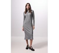 Strickkleid STREET ONE STUDIO, Damen, Gr. 40, EURO-Größen, silber (schwarz silber meliert), Stoff, 63% Viskose, 28% Polyester, 7% Metallisierte Fasern, 2% Elasthan, unifarben, normal wadenlang, Rundha