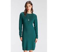Strickkleid TAMARIS "aus weicher Viskosemischung", Damen, Gr. 44, N-Gr, grün (pertol melange), Strick, Obermaterial: 50% Viskose, 28% Polyester, 22% Polyamid, unifarben, figurumspielend mini, Rundhals