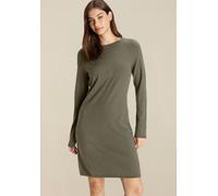 Strickkleid TAMARIS, Damen, Gr. 34, N-Gr, grün (khaki melange), Feinstrick, Obermaterial: 50% Viskose, 28% Polyester, 22% Polyamid, Basic, figurumspielend ca. Mitte Oberschenkel, Rundhals, Raglanärmel