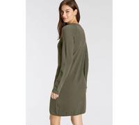Strickkleid TAMARIS, Damen, Gr. 36, N-Gr, grün (khaki melange), Feinstrick, Obermaterial: 50% Viskose, 28% Polyester, 22% Polyamid, Basic, figurumspielend ca. Mitte Oberschenkel, Rundhals, Raglanärmel