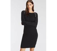 Strickkleid TAMARIS, Damen, Gr. 36, N-Gr, schwarz, Strick, Obermaterial: 70% Viskose, 30% Polyamid, unifarben, figurbetont mini, Rundhals, Raglanärmel, Kleider Strickkleid, aus Viskosemischung mit tre