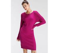 Strickkleid TAMARIS, Damen, Gr. 40, N-Gr, lila (beere melange), Strick, Obermaterial: 50% Viskose, 28% Polyester, 22% Polyamid, figurbetont ca. Mitte Oberschenkel, Rundhals, Raglanärmel Strickbündchen