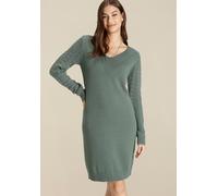 Strickkleid TAMARIS "mit figurumspielendem Schnitt", Damen, Gr. 36, N-Gr, grün (salbei melange), Strick, Obermaterial: 50% Viskose, 28% Polyester, 22% Polyamid, figurbetont mini, V-Ausschnitt, Kleider