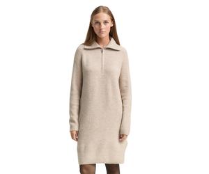 Strickkleid TOM TAILOR DENIM, Damen, Gr. L, N-Gr, cosy beige melange, Strick, Obermaterial: 62% Polyacryl, 25% Polyester, 10% Baumwolle, 3% Elasthan, Strukturmuster, meliert, regular fit knielang, ger