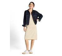 Strickkleid TOM TAILOR DENIM, Damen, Gr. M, N-Gr, ohne Ärmel, Strick, beige (dove weiß), Strick, Obermaterial: 55% Polyacryl, 45% Polyamid, unifarben, lässig geschnitten 3/4-Länge, V-Ausschnitt, Kleid