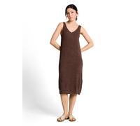 Strickkleid TOM TAILOR DENIM, Damen, Gr. XXL, N-Gr, braun (cool schwarz braun), Strick, Obermaterial: 55% Polyacryl, 45% Polyamid, unifarben, lässig geschnitten 3/4-Länge, V-Ausschnitt, Kleider Strick