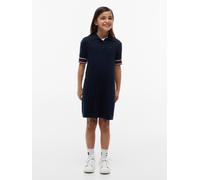 Strickkleid TOMMY HILFIGER, Mädchen, Gr. 10 (140), N-Gr, Kurzarm, Rippstrick, blau (schwarz night navy), Rippstrick, Obermaterial: 72% Baumwolle, 28% Polyamid, unifarben, regular fit knieumspielend, R