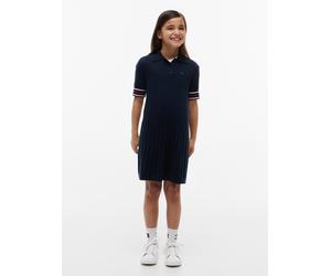 Strickkleid TOMMY HILFIGER, Mädchen, Gr. 16 (176), N-Gr, Kurzarm, Rippstrick, blau (schwarz night navy), Rippstrick, Obermaterial: 72% Baumwolle, 28% Polyamid, unifarben, regular fit knieumspielend, R
