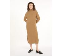 Strickkleid TOMMY HILFIGER "WOOL CASH ROLL-NK LONG DRESS", Damen, Gr. S (36), N-Gr, grün (classic khaki), Strick, Obermaterial: 90% Wolle, 10% Kaschmir, unifarben, figurbetont ca. Mitte Wade, eingeset