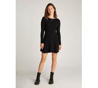 Strickkleid TOMMY JEANS "TJW F&F CABLE SWEATER DRESS", Damen, Gr. S (36), N-Gr, schwarz, Strick, Obermaterial: 65% Baumwolle, 35% Polyamid, Strukturmuster, tailliert kurz, Rückenausschnitt, Strickkant