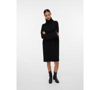 Strickkleid VERO MODA "VMAQUARIUS LS ROLLNECK SHORT DRESS BF", Damen, Gr. S, N-Gr, schwarz, Strick, Obermaterial: 65% Polyester, 13% Nylon, 13% Polyacryl, 6% Wolle, 3% Elasthan, unifarben, regular fit