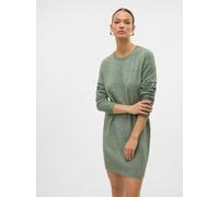 Strickkleid VERO MODA "VMDOFFY LS O-NECK DRESS GA NOOS", Damen, Gr. L, N-Gr, Langarm, Strick, grün (laurel wreath detail:melange), Strick, Obermaterial: 94% Polyester, 3% Elasthan, 3% Nylon, meliert,