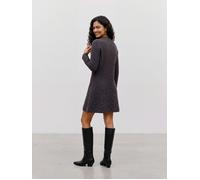 Strickkleid VERO MODA "VMDOFFYJAQUARD LS V-NK BUTTON DRESS NOOS", Damen, Gr. S, N-Gr, Langarm, Strick, chocolate torte detail:melange, Strick, Obermaterial: 94% Polyester, 3% Elasthan, 3% Nylon, melie