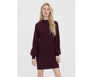Strickkleid VERO MODA "VMNANCY LS FUNNELNECK DRESS GA NOOS", Damen, Gr. XL, N-Gr, lila (winetasting), Feinstrick, Obermaterial: 52% Viskose, 28% Polyester, 20% Nylon, unifarben, loose fit, Rippbündche