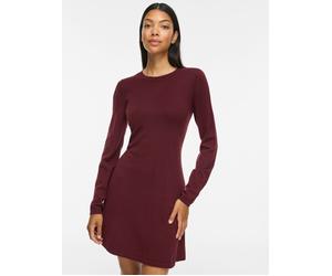Strickkleid VILA "VICOMFY A-LINE O-NECK KNIT DRESS - NOOS", Damen, Gr. L, N-Gr, rot (port royale detail:melange), Feinstrick, Obermaterial: 51% Viskose, 27% Polyester, 22% Polyamid, meliert, regular f