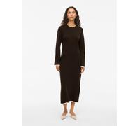 Strickkleid VILA "VIKERRY O-NECK L/S KNIT MAXI DRESS-NOOS", Damen, Gr. L, N-Gr, coffee bean detail:sandshell edges, Feinstrick, Obermaterial: 53% Polyester, 30% Viskose, 17% Polyamid, unifarben mit Fa