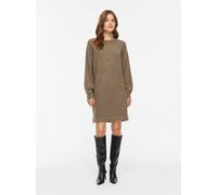 Strickkleid VILA "VINIKOLINA O-NECK L/S KNIT DRESS - NOOS", Damen, Gr. M, N-Gr, braun (falcon detail:melange), Feinstrick, Obermaterial: 97% Polyester, 3% Elasthan, meliert, regular fit kurz, Rundhals
