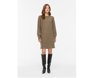 Strickkleid VILA "VINIKOLINA O-NECK L/S KNIT DRESS - NOOS", Damen, Gr. M, N-Gr, braun (falcon detail:melange), Feinstrick, Obermaterial: 97% Polyester, 3% Elasthan, meliert, regular fit kurz, Rundhals