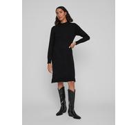 Strickkleid VILA "VIRIL CREW NECK L/S MIDI DRESS - NOOS", Damen, Gr. M, N-Gr, schwarz, Feinstrick, Obermaterial: 50% Viskose, 27% Nylon, 23% Polyester, unifarben, regular fit knielang, hoch geschlosse