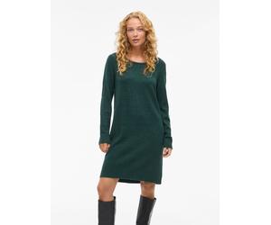 Strickkleid VILA "VIRIL L/S KNIT DRESS - NOOS", Damen, Gr. XS, N-Gr, grün (ponderosa pine detail:schwarz melange), Feinstrick, Obermaterial: 50% Viskose, 27% Nylon, 23% Polyester, meliert, regular fit