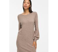 Strickkleid VILA "VIRIL L/S VOLUME SLEEVE KNIT DRESS-NOOS", Damen, Gr. M, N-Gr, braun (falcon detail:melange), Strick, Obermaterial: 50% Viskose, 28% Polyester, 22% Nylon, meliert, normal kurz, Rundha