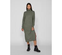 Strickkleid VILA "VIRIL ROLL NECK L/S MIDI DRESS - NOOS", Damen, Gr. S, N-Gr, grün (laurel wreath detail:schwarz melange), Strick, Obermaterial: 50% Viskose, 27% Nylon, 23% Polyester, meliert, regular