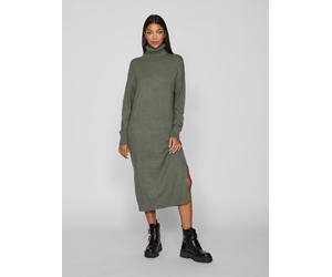 Strickkleid VILA "VIRIL ROLL NECK L/S MIDI DRESS - NOOS", Damen, Gr. XXL, N-Gr, grün (laurel wreath detail:schwarz melange), Strick, Obermaterial: 50% Viskose, 27% Nylon, 23% Polyester, meliert, regul