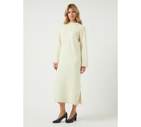 Strickkleid Y.A.S "YASELMA LS LONG KNIT DRESS S. NOOS", Damen, Gr. L, N-Gr, beige (birch), Feinstrick, Obermaterial: 52% Viskose, 26% Polyester, 22% Nylon, unifarben, regular fit ca. Mitte Wade, Kleid