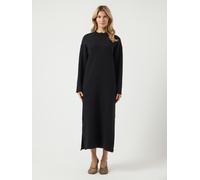 Strickkleid Y.A.S "YASELMA LS LONG KNIT DRESS S. NOOS", Damen, Gr. XS, N-Gr, schwarz, Feinstrick, Obermaterial: 52% Viskose, 26% Polyester, 22% Nylon, unifarben, regular fit ca. Mitte Wade, Kleider St