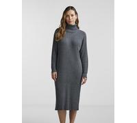 Strickkleid Y.A.S "YASMAVI KNIT MIDI ROLLNECK DRESS", Damen, Gr. XL, N-Gr, grau (medium grau melange), Rippstrick, Obermaterial: 50% Baumwolle, 50% Polyacryl, meliert, regular fit kniebedeckend, Kleid