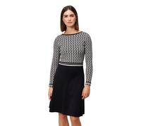 Strickkleid ZERO "Damen grafisches Muster", Damen, Gr. 42, Normalgrößen, schwarzcream, Strick, Obermaterial: 22% Polyamid, 78% Viskose. Füllung:, bedruckt, figurbetont kurz, Rundhals, eng Bündchen kon