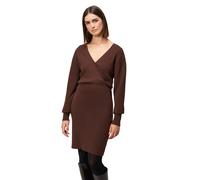 Strickkleid ZERO "Damen mit Wickeloptik", Damen, Gr. 44, Normalgrößen, chicory coffee, Strick, Obermaterial: 30% Polyester, 20% Polyamid, 50% Viskose. Füllung:, figurbetont kurz, V-Ausschnitt, eng Bün