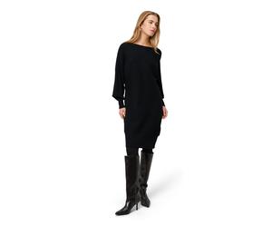 Strickkleid ZERO "Damen strukturiert U-Boot Ausschnitt", Damen, Gr. 34, Normalgrößen, schwarz beauty, Strick, Obermaterial: 50% Viskose, 20% Polyamid, 30% Polyester. Füllung:, Strukturmuster, figurbet