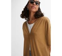 Strickmantel BONPRIX, Damen, Gr. 40/42 (M), beige, Obermaterial: 100% Polyester, bequem, Mäntel Strickmantel, aus Polyester, Halbarm-Ärmel, offenes Design in Leinenoptik (38827505-40) beige