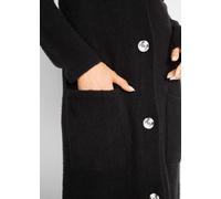Strickmantel BONPRIX, Damen, Gr. 40/42 (M), schwarz, Obermaterial: 75% Polyacryl, 22% Polyester, 3% Elasthan, regular fit, Mäntel Strickmantel, aus Flausch-Garn, Regular Fit, mit aufgesetzten Taschen