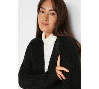 Strickmantel BONPRIX, Damen, Gr. 40/42 (M), schwarz, Strick, Obermaterial: 66% Polyacryl, 17% Polyester, 15% Polyamid, 2% Elasthan, unifarben, loose fit ca. Mitte Wade, Rundhals, Bündchen, Mäntel Stri