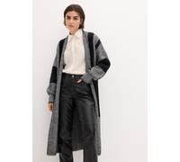 Strickmantel BONPRIX "Strickmantel", Damen, Gr. 44/46 (L), schwarz (schwarz, wollweiß, kurz), Strick, Obermaterial: 55% Polyacryl, 30% Polyamid, 10% Viskose, 5% Polyester, gemustert, oversize knieumsp